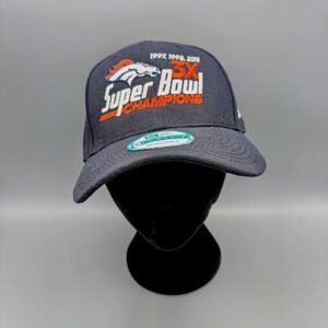 New Era 9Forty Denver Broncos Hat 3X Super Bowl Champs Strapback Blue Adjustable